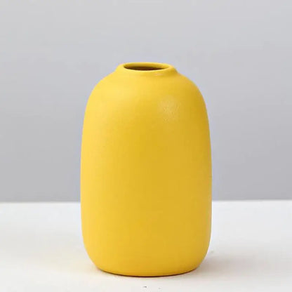 Yellow Porcelain Flower Vase for Home Decor