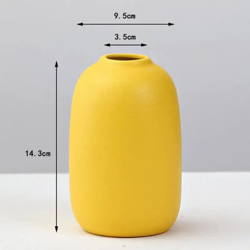 Yellow Porcelain Flower Vase for Home Decor