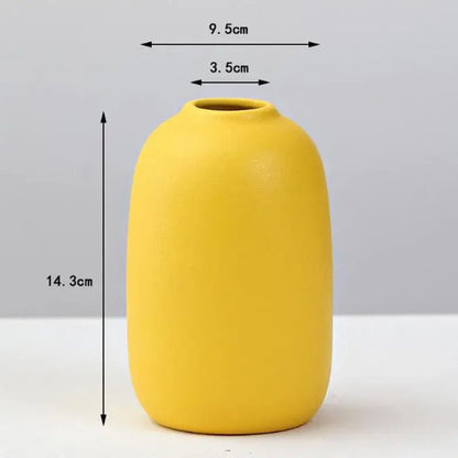Yellow Porcelain Flower Vase for Home Decor