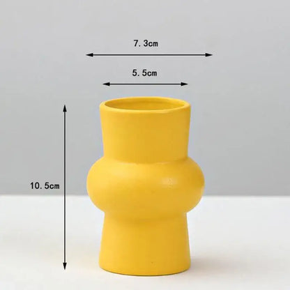 Yellow Porcelain Flower Vase for Home Decor