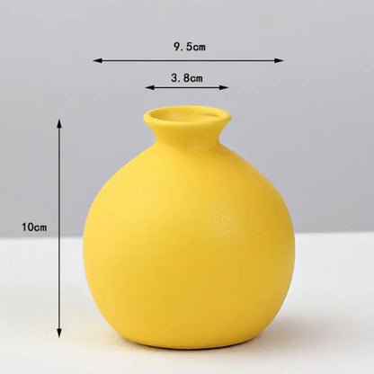 Yellow Porcelain Flower Vase for Home Decor