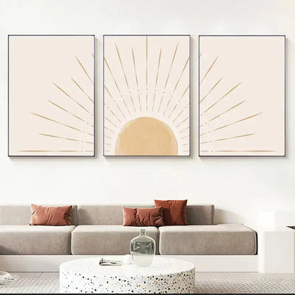 Yellow Sun Rising Horizon Wall Art