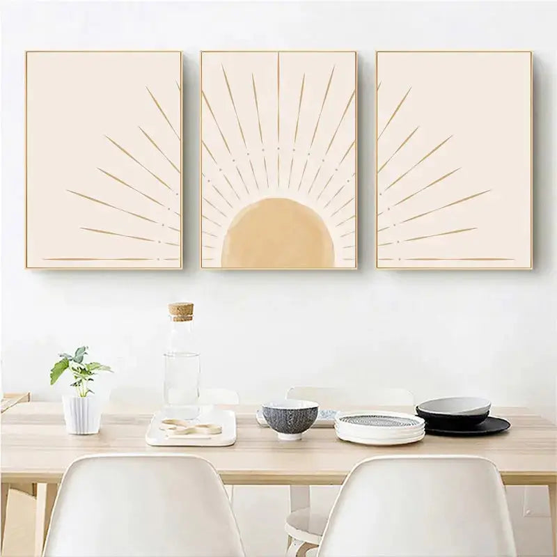 Yellow Sun Rising Horizon Wall Art