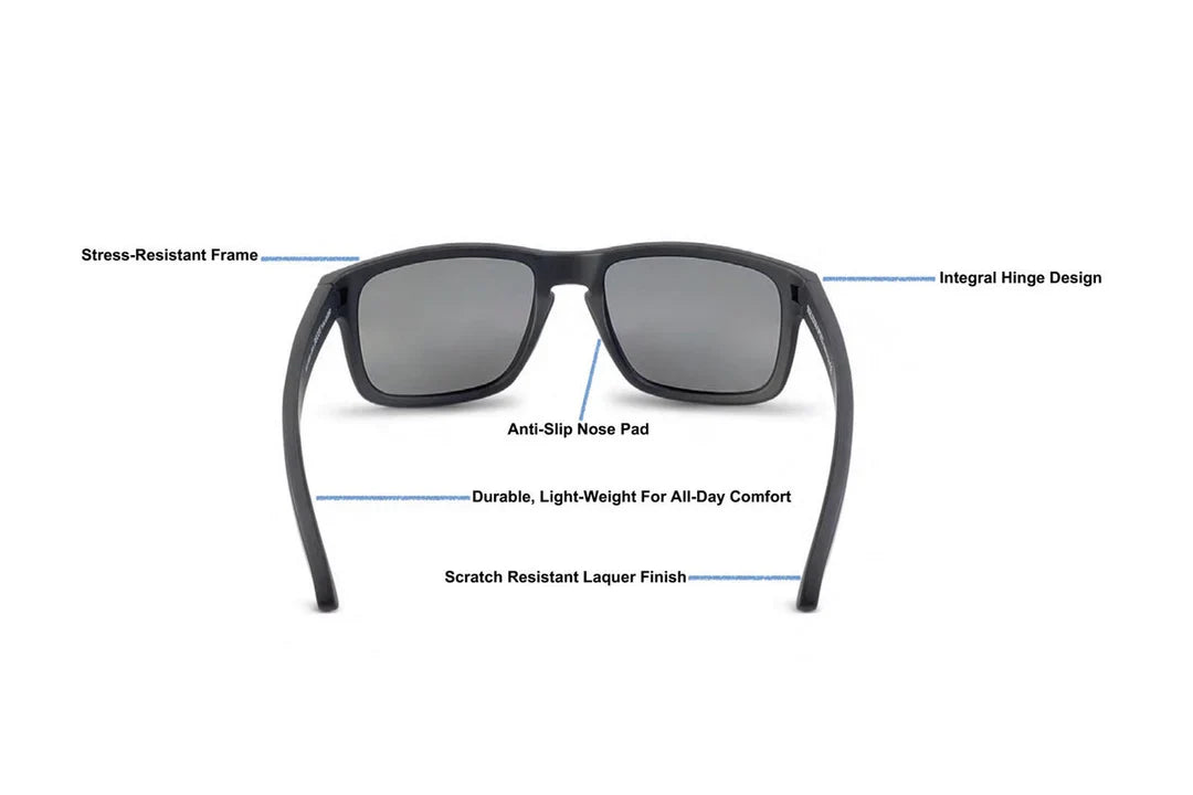 Skeleton Optics Decoy Patriot sunglasses with black frame and gray lenses, anti-slip nose pad on Tampa Home & Garden Store