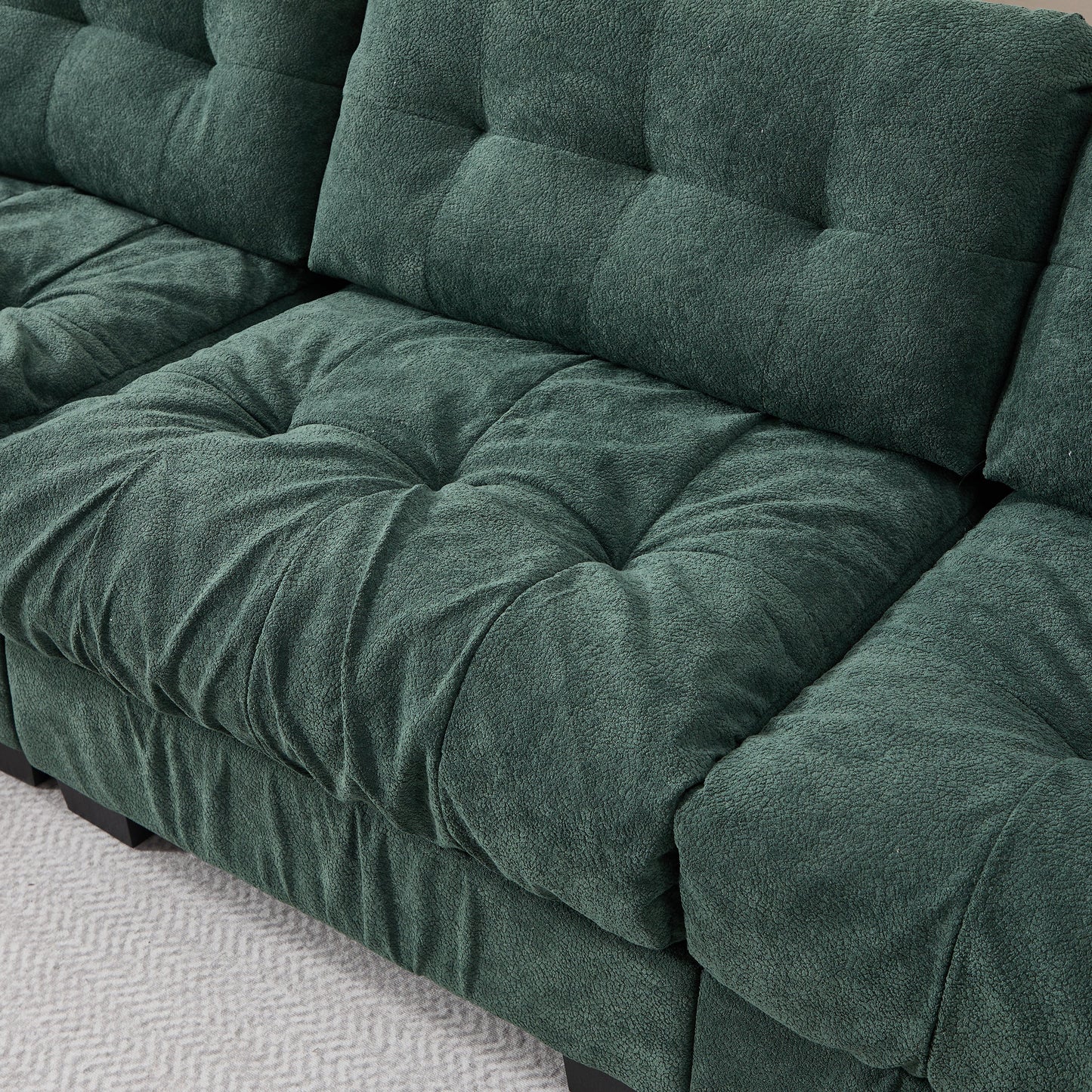 Modular Sectional Sofa Cloud Couch in teal textured upholstery with tufted cushions on Tampa Home & Garden Store