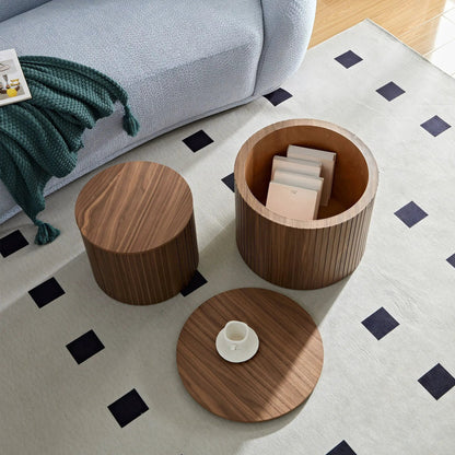 Handcrafted Nested Table Set, 2 Pieces in walnut wood brown finish Unique Piece Furniture on Tampa Home & Garden Store