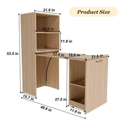Stretchable Office Desk with Shelves and Wheels