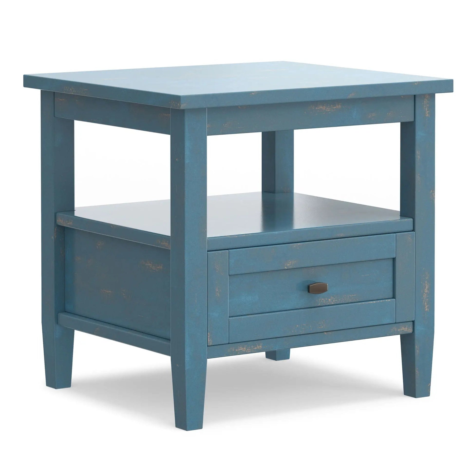 Warm Shaker handcrafted blue coffee table with drawer and lower shelf by Unique Piece Furniture on Tampa Home & Garden Store