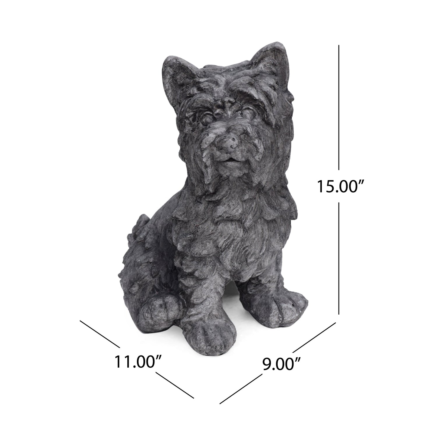 Cricket dog cast stone garden statue in dark gray finish by HouseOfZazla accessories on Tampa Home & Garden Store