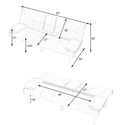 Compact Foldable Sofa Bed and Cup Holder