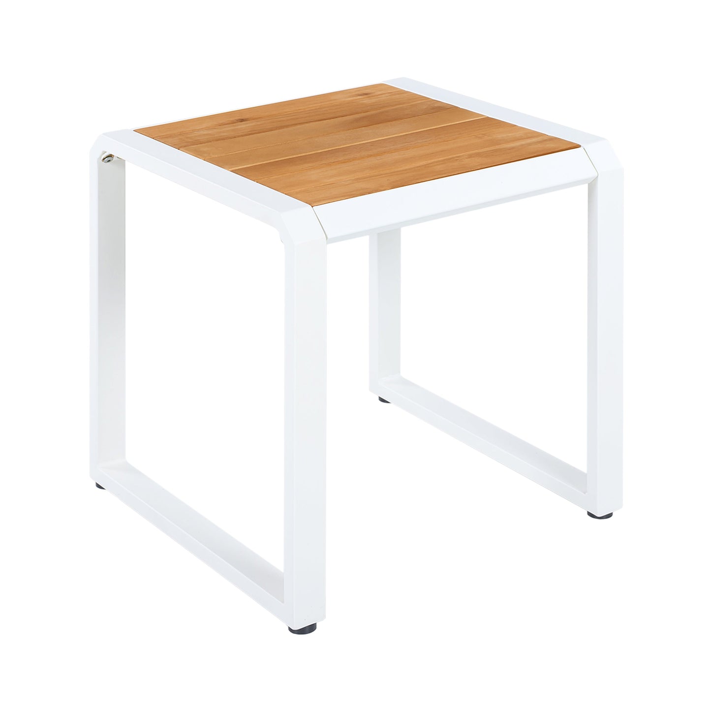 Durable Outdoor Side Table with a Teak Top