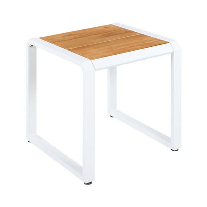 Durable Outdoor Side Table with a Teak Top