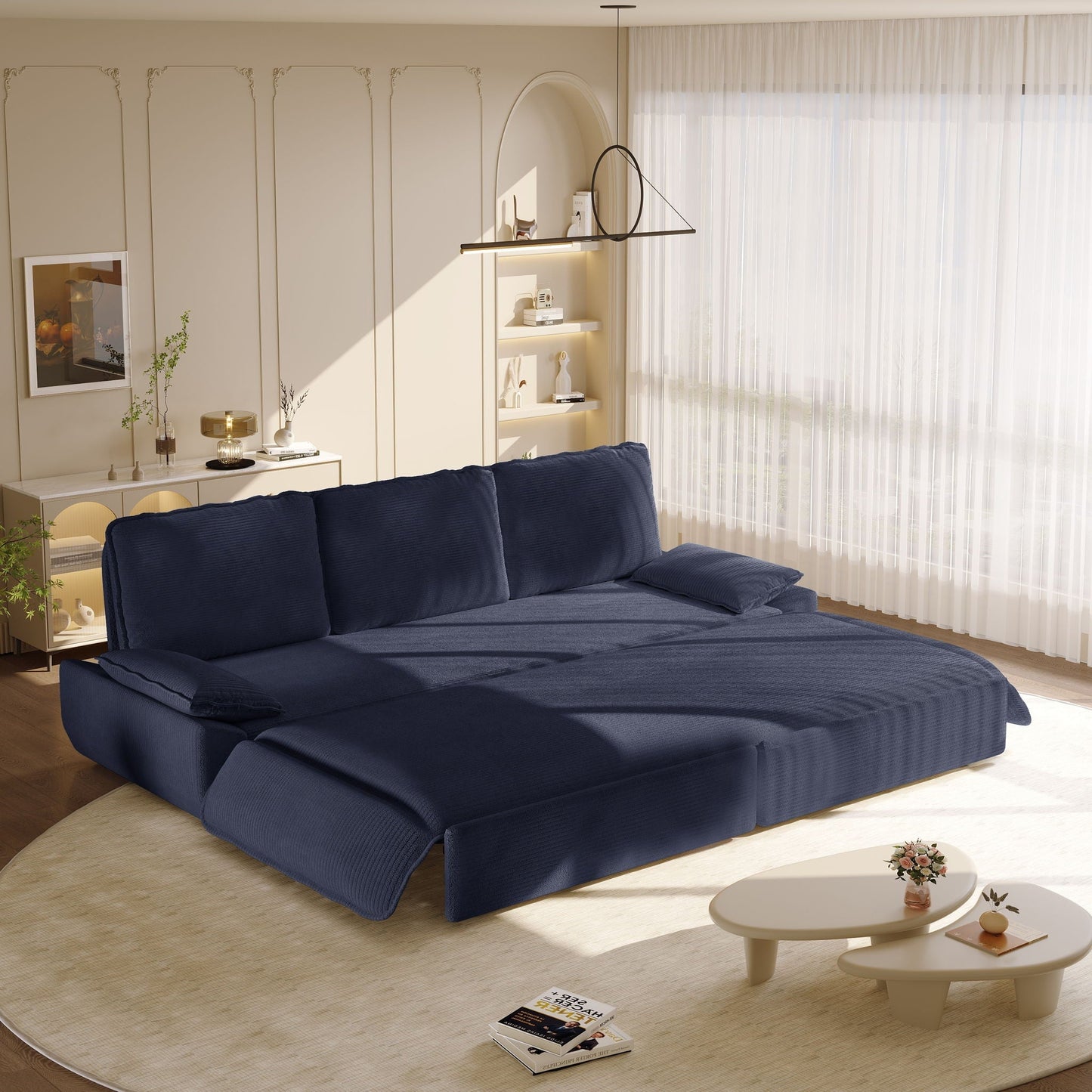 King Size Pull Out Sofa Bed and Chaise Lounge