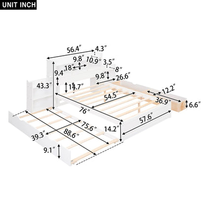 Storage Platform Bed With Shelves and Drawers