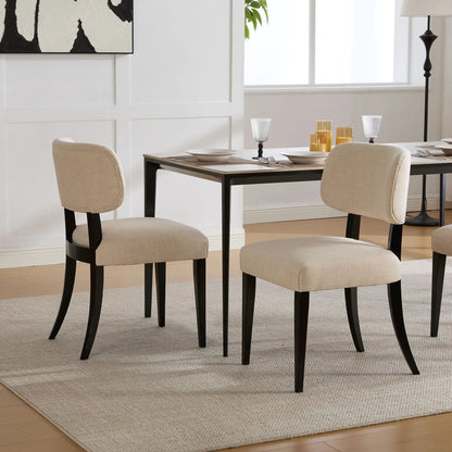 Cream Upholstery Kitchen Dining Chairs Set of Two