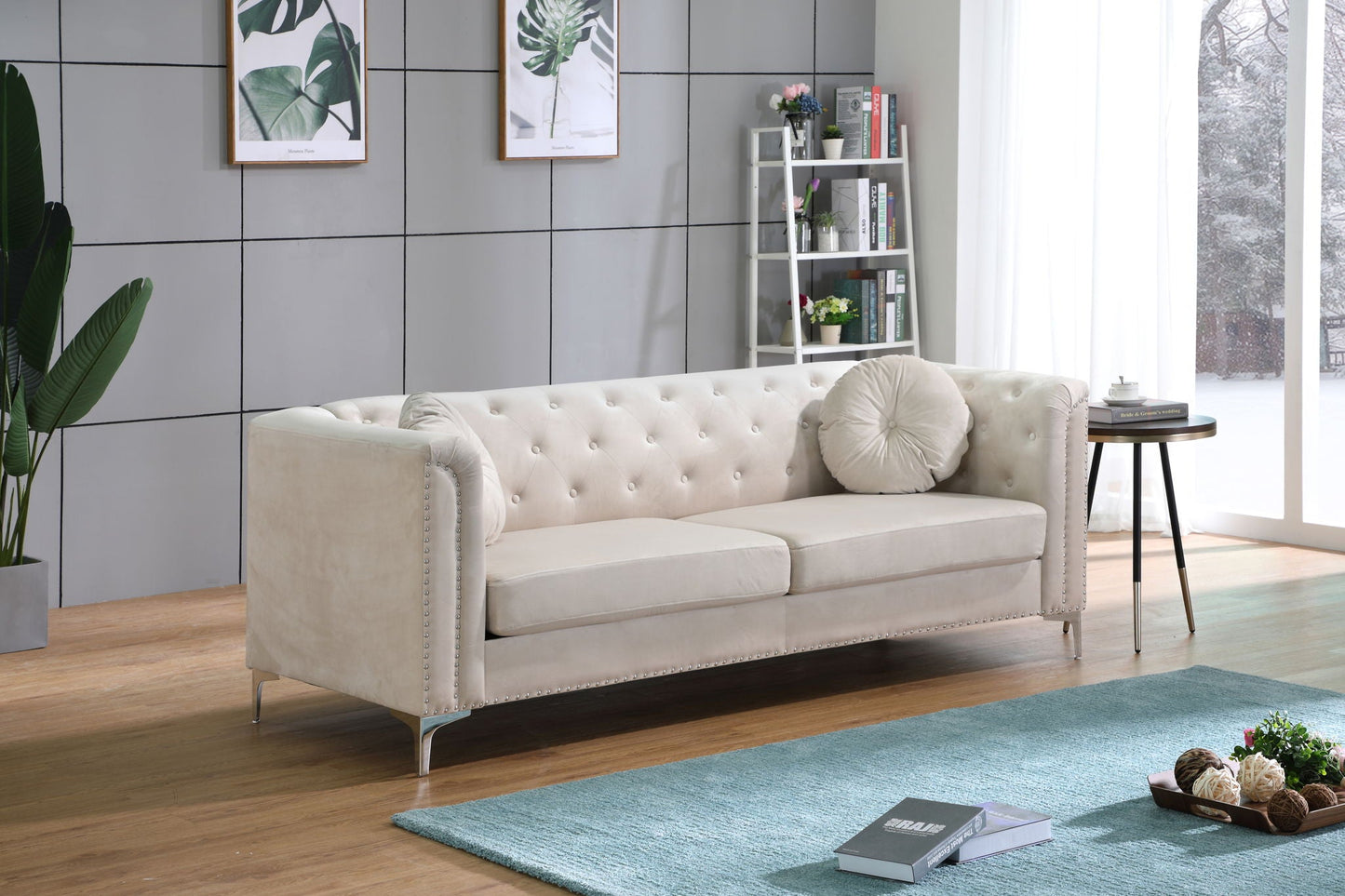 Pompano Elegant Contemporary Microsuede Sofa