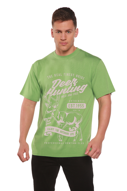 Mens deer hunting tee lime green by Spun Bamboo; bamboo viscose/organic cotton short sleeve on Tampa Home & Garden Store