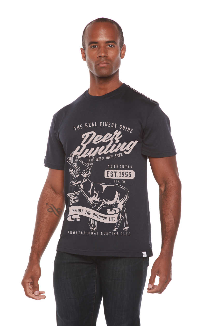 Deer Hunting men's bamboo viscose/organic cotton graphic t-shirt dark navy by Spun Bamboo on Tampa Home & Garden Store
