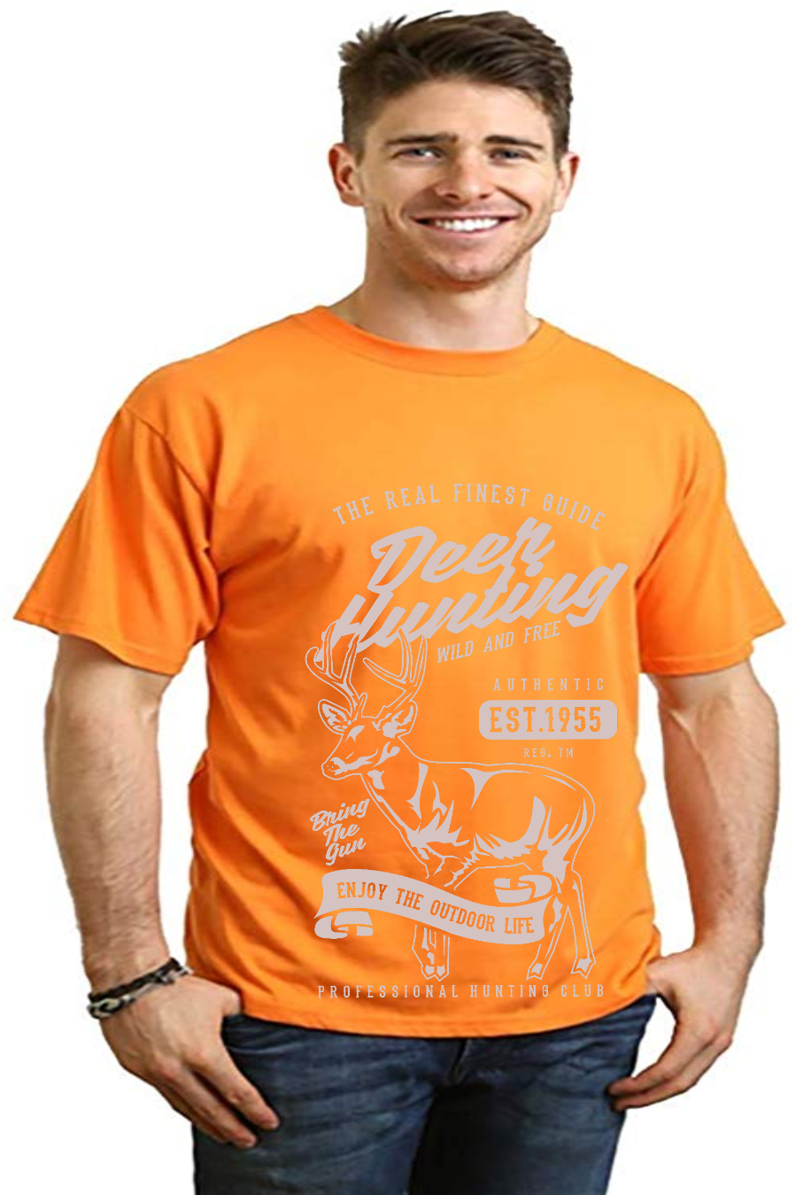 Deer Hunting men's bamboo viscose/organic cotton short sleeve tee orange by Spun Bamboo on Tampa Home & Garden Store