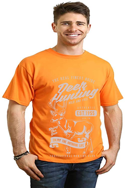 Deer Hunting men's bamboo viscose/organic cotton short sleeve tee orange by Spun Bamboo on Tampa Home & Garden Store