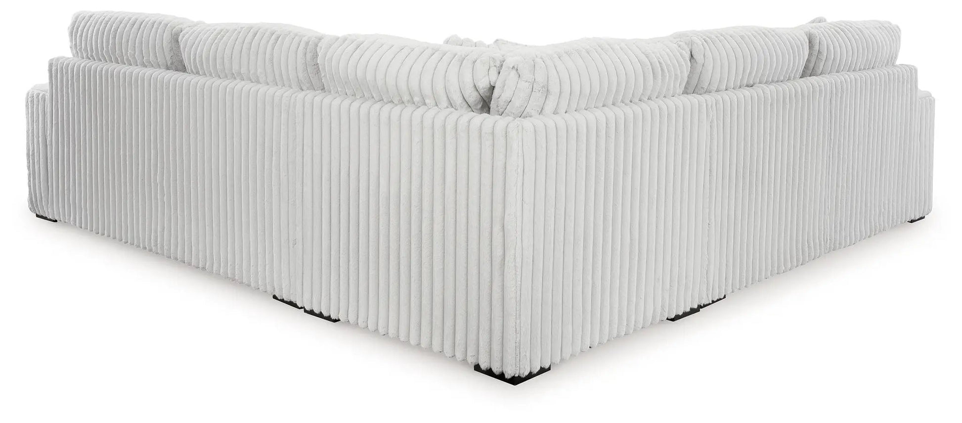 Stupendous stationary sectional in cream corduroy with vertical tufting Unique Piece Furniture on Tampa Home & Garden Store