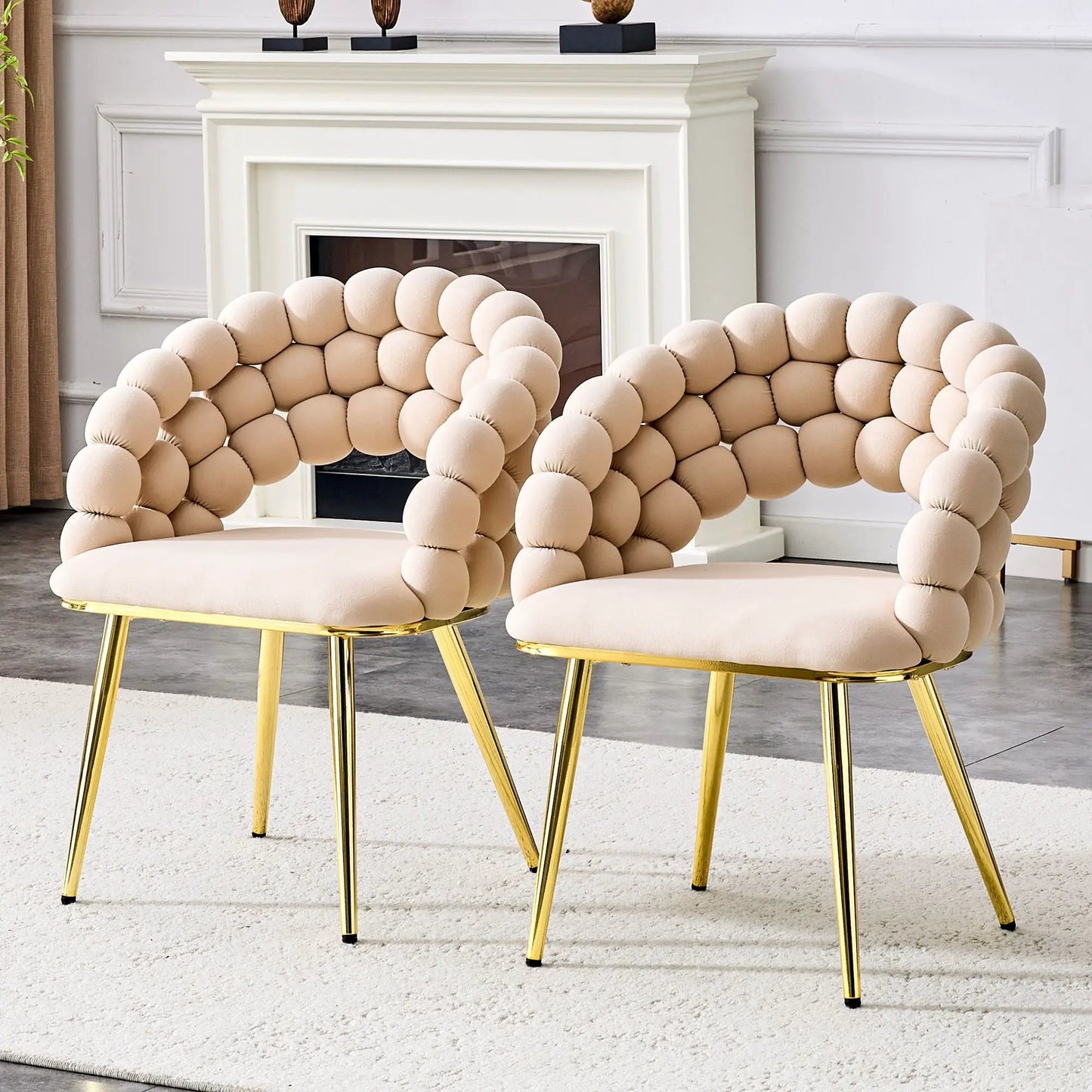 Puffy Bubble Ball Chain Dining Chairs Set of 2