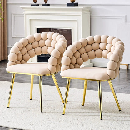 Puffy Bubble Ball Chain Dining Chairs Set of 2