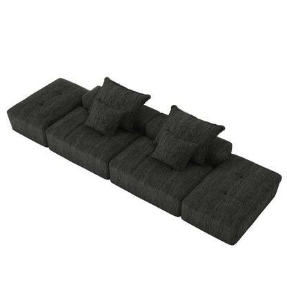 Modern oversized DIY modular sectional sofa with pillows in dark charcoal fabric HouseOfZazla on Tampa Home & Garden Store