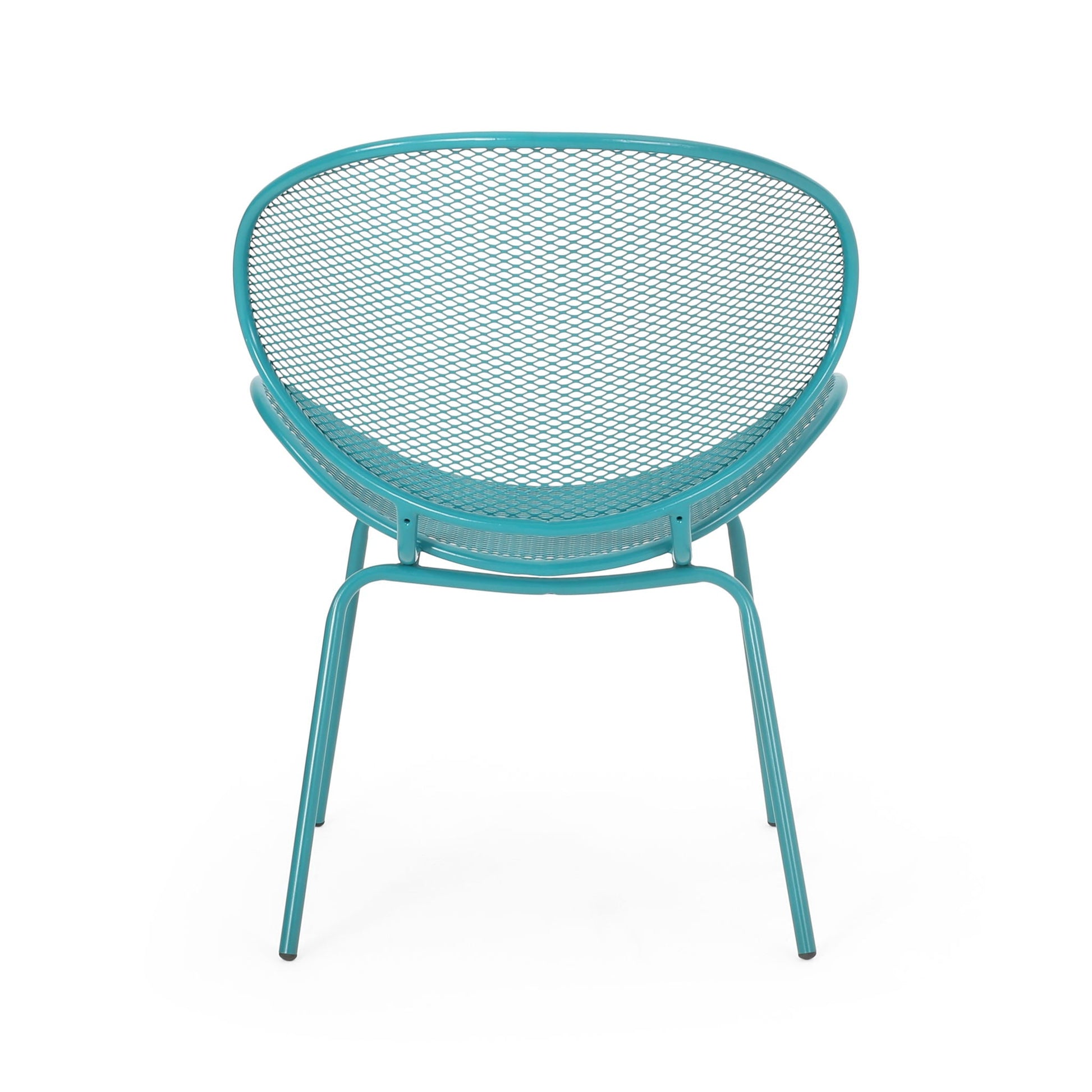 Elba Contemporary Armless Outdoor Chairs set in teal metal mesh on Tampa Home & Garden Store