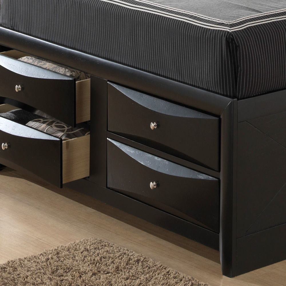 Modern design storage bed with bookcase headboard, black finish, 4 drawers HouseOfZazla on Tampa Home & Garden Store