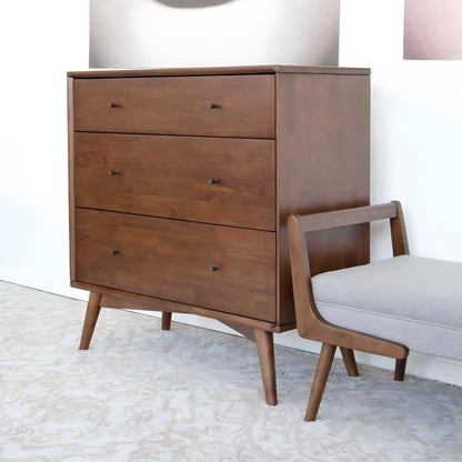 Solid Wood 3-Drawer Dresser in brown finish with tapered legs by HouseOfZazla on Tampa Home & Garden Store