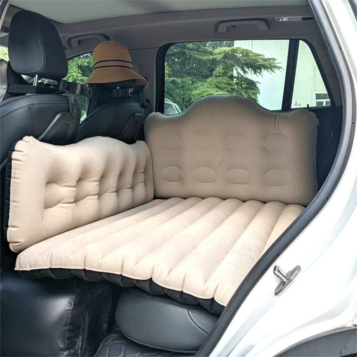 Umbrauto car back seat air mattress in beige covers the rear seat for comfortable travel on Tampa Home & Garden Store