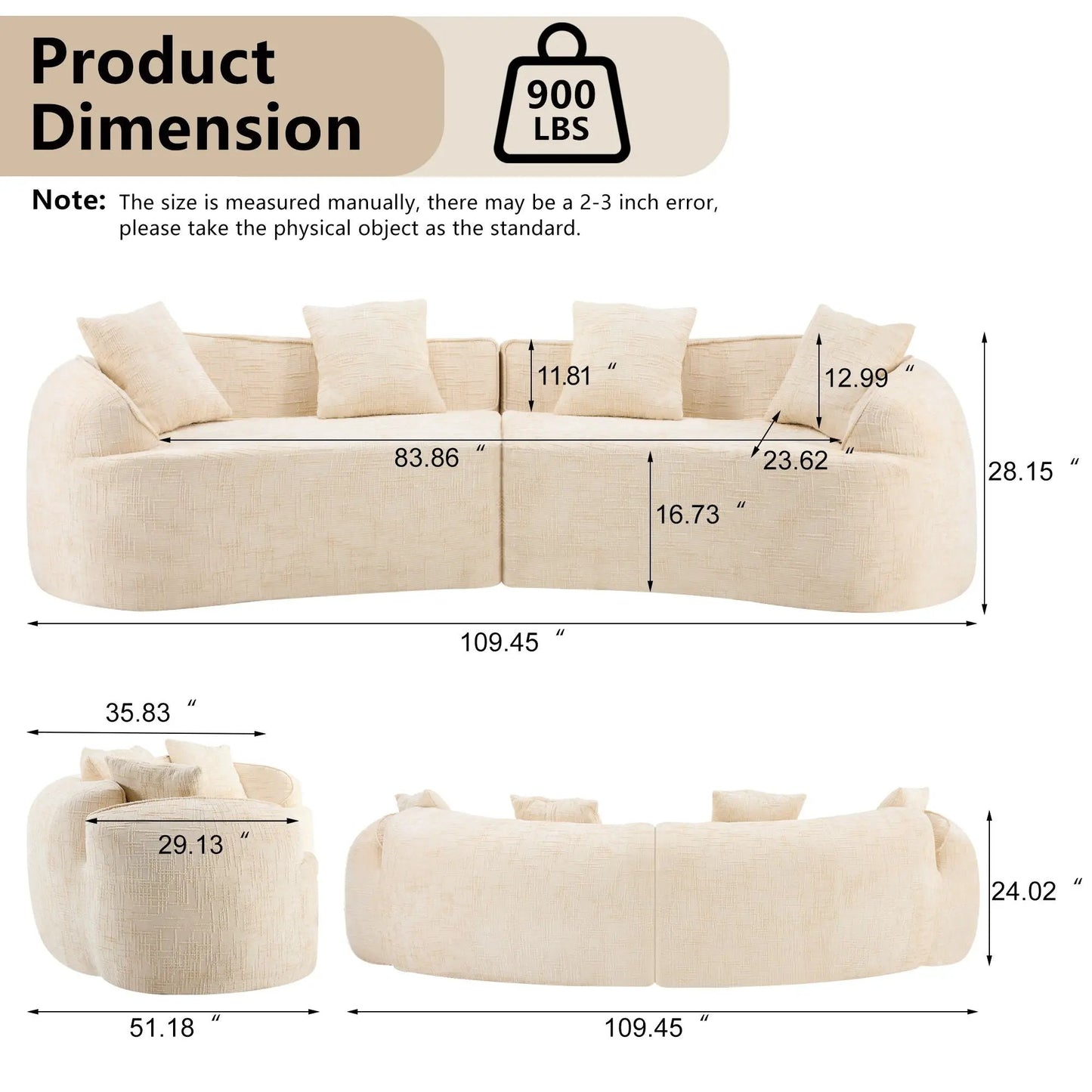 Curved Compressed Sofa beige fabric Nordic-Style stationary sofa by Unique Piece Furniture on Tampa Home & Garden Store