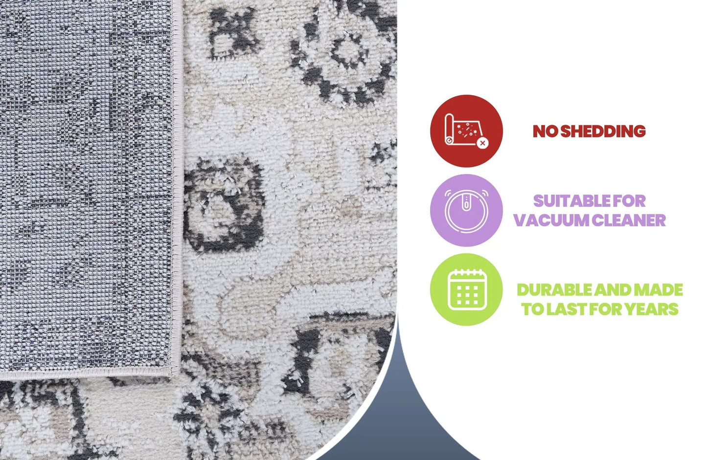 Payas Medallion Rug, blue-gray border with beige floral medallion on Tampa Home & Garden Store