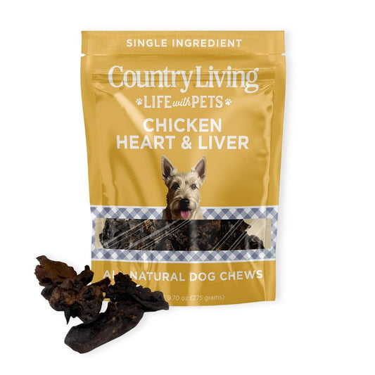 Country Living Dehydrated Chicken Hearts & Livers Dog Treats – 9oz Bag – 100% Natural, High-Protein, Single-Ingredient – Grain-Free, Healthy Training & Reward Treats – No Preservatives or Additives - Tampa Home & Garden Store