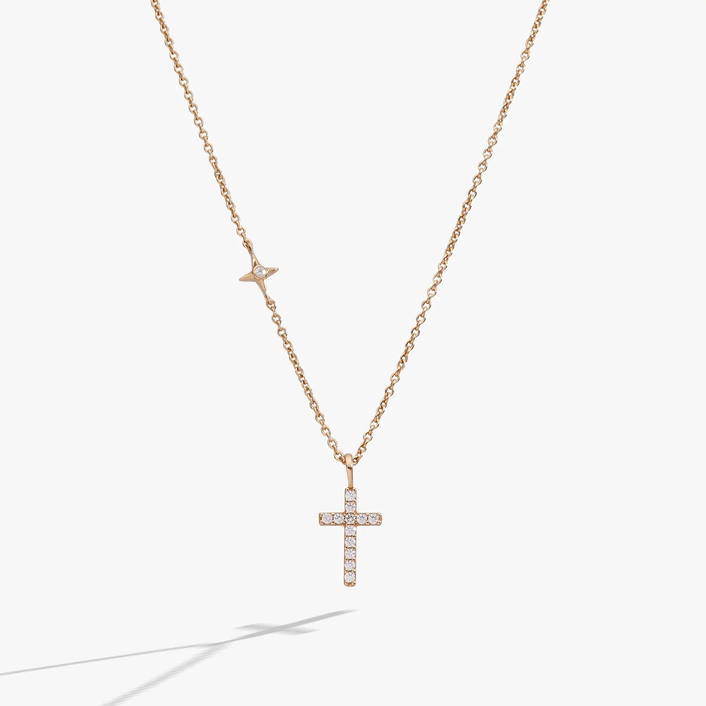 Cross Delicate Pave Crystal Pendant Necklace in gold-tone with clear crystals by ALEX AND ANI on Tampa Home & Garden Store