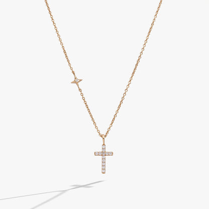 Cross Delicate Pave Crystal Pendant Necklace in gold-tone with clear crystals by ALEX AND ANI on Tampa Home & Garden Store