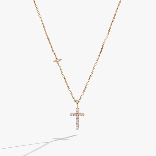 Cross Delicate Pave Crystal Pendant Necklace in gold-tone with clear crystals by ALEX AND ANI on Tampa Home & Garden Store