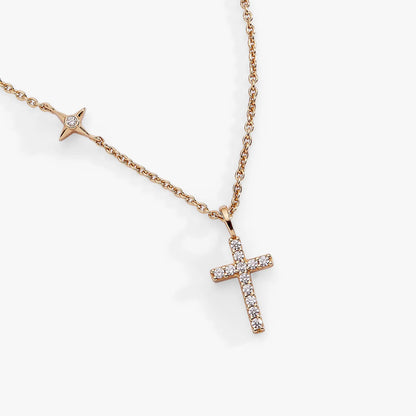 Cross Delicate Pave Crystal Pendant Necklace by Alex and Ani in rose gold on a delicate chain on Tampa Home & Garden Store