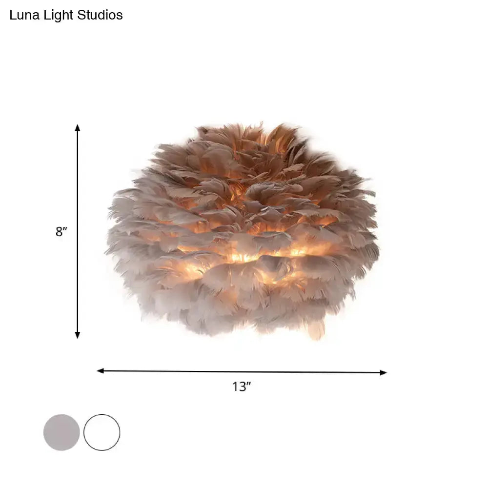 Designer Feather White and Grey Wall Sconce