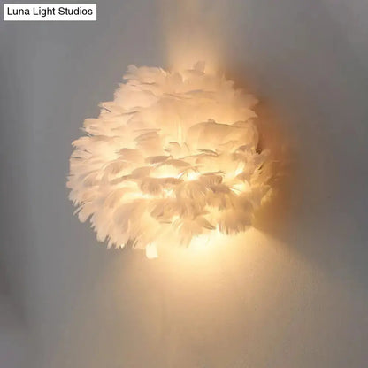 Designer Feather White and Grey Wall Sconce