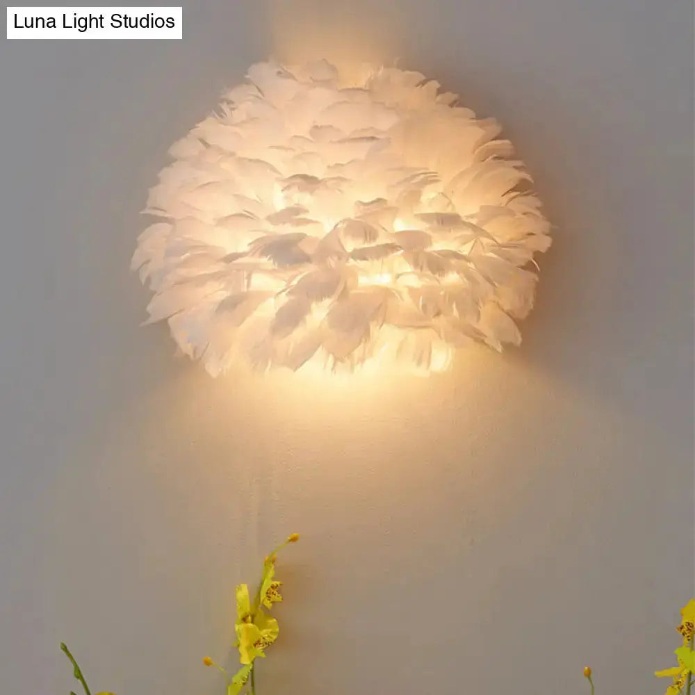 Designer Feather White and Grey Wall Sconce