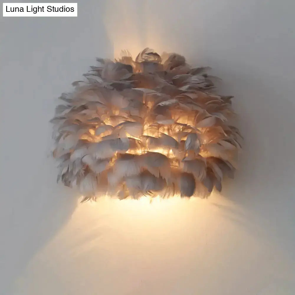 Designer Feather White and Grey Wall Sconce