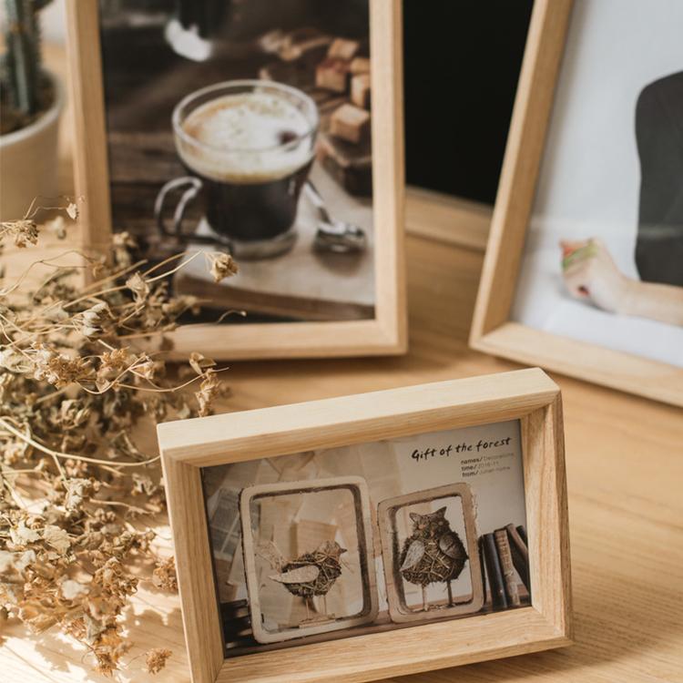 Desktop solid wood photo frame set of 3 with light natural finish by RusticReach on wood surface on Tampa Home & Garden Store