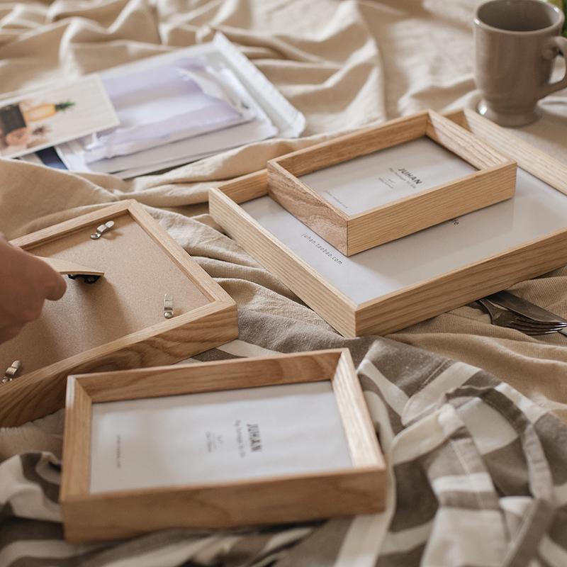 Desktop solid wood photo frame set of 4 in light oak finish by RusticReach on Tampa Home & Garden Store