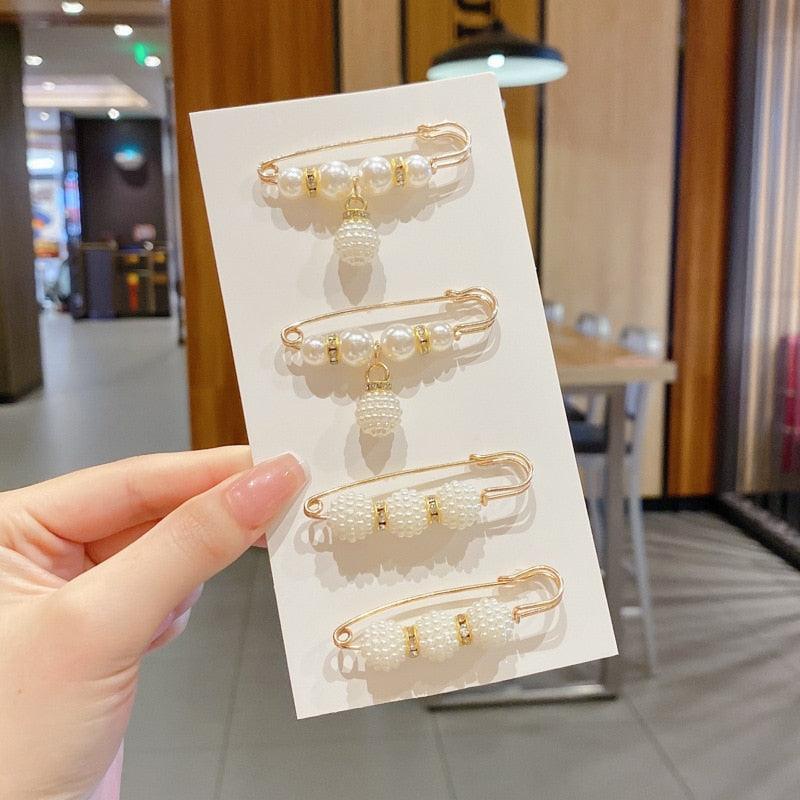 Hair pin set by Stevvex with pearl beads and gold-tone pins on white card, four pieces on Tampa Home & Garden Store