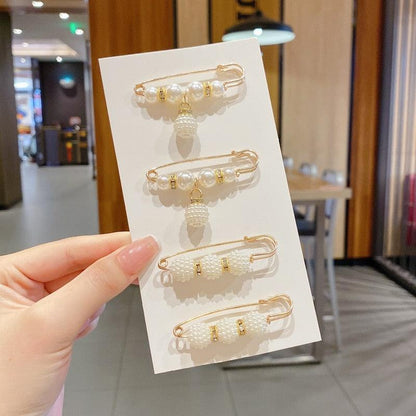 Hair pin set by Stevvex with pearl beads and gold-tone pins on white card, four pieces on Tampa Home & Garden Store