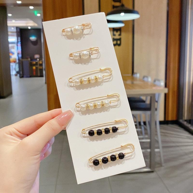 Stevvex hair pins set on card, gold pins with pearl and black beads (6 pins) for chic styling on Tampa Home & Garden Store