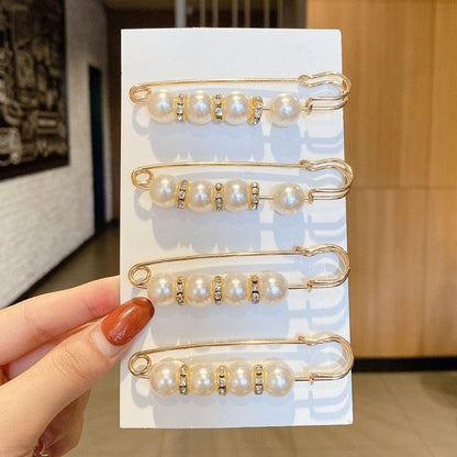 Pearl hair pins set by Stevvex five gold-tone bobby clips with faux pearls and rhinestones on Tampa Home & Garden Store