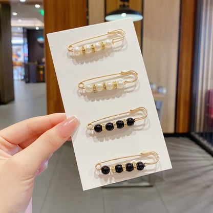 Stevvex beaded hair pins set on card; gold pins with clear and black beads, four pieces on Tampa Home & Garden Store